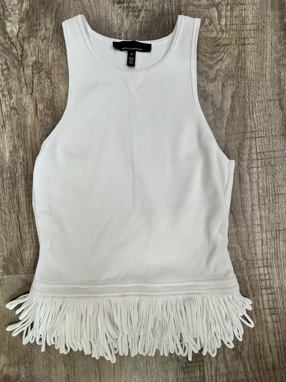 White House Black Market White Fringe Tank Top